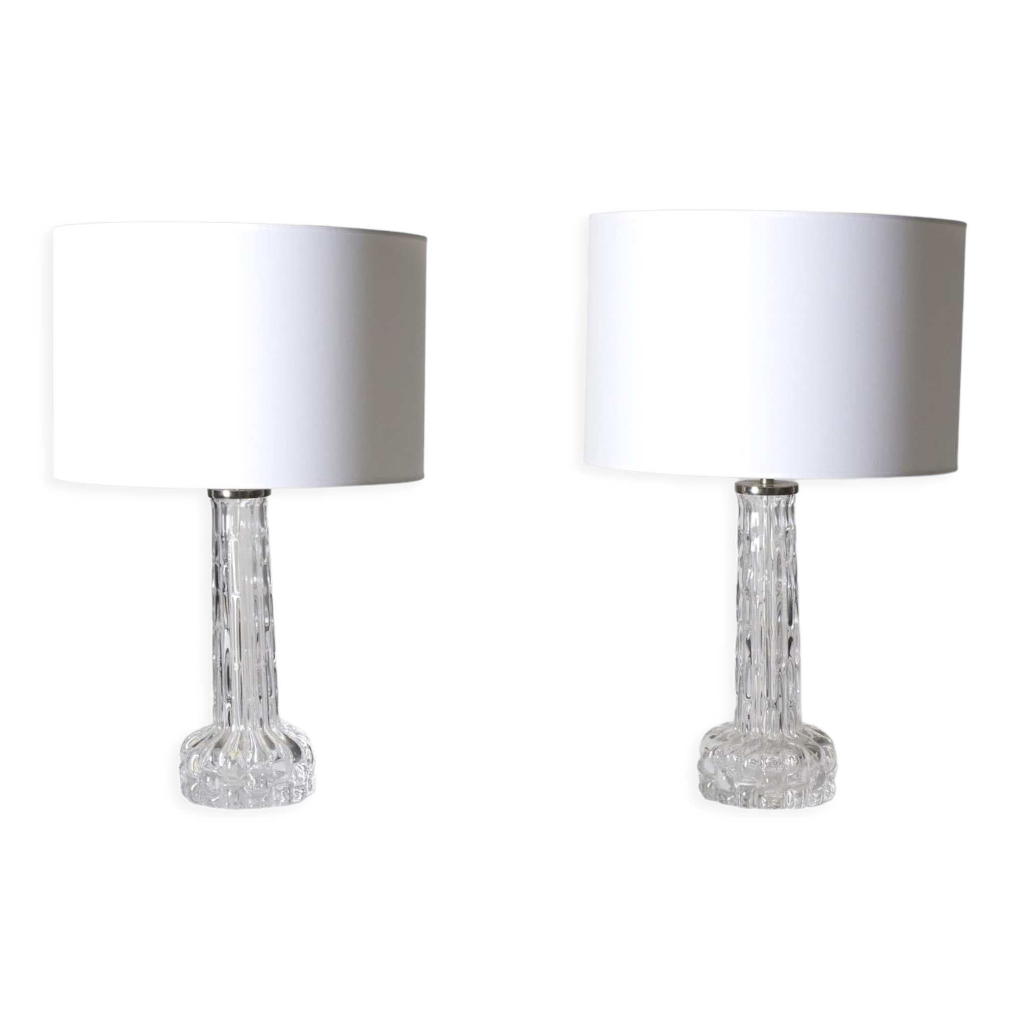 Pair of vintage crystal table lamps by Carl Fagerlund for Orrefors