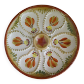 Assiette à huîtres hb henriot quimper grès 23 cm décor floral breton
