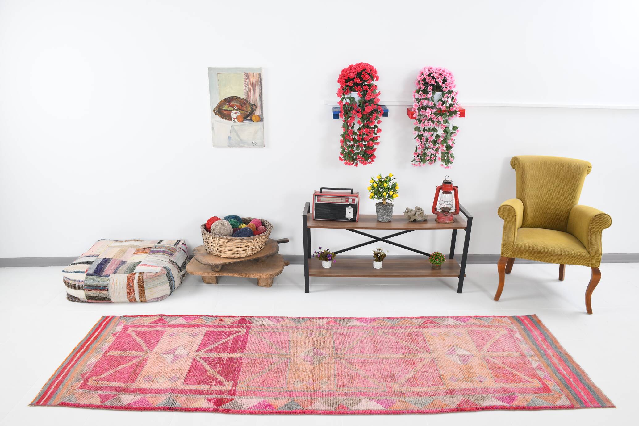 Pink Red Turkish Runner Rug 92x291Cm SKU 18199