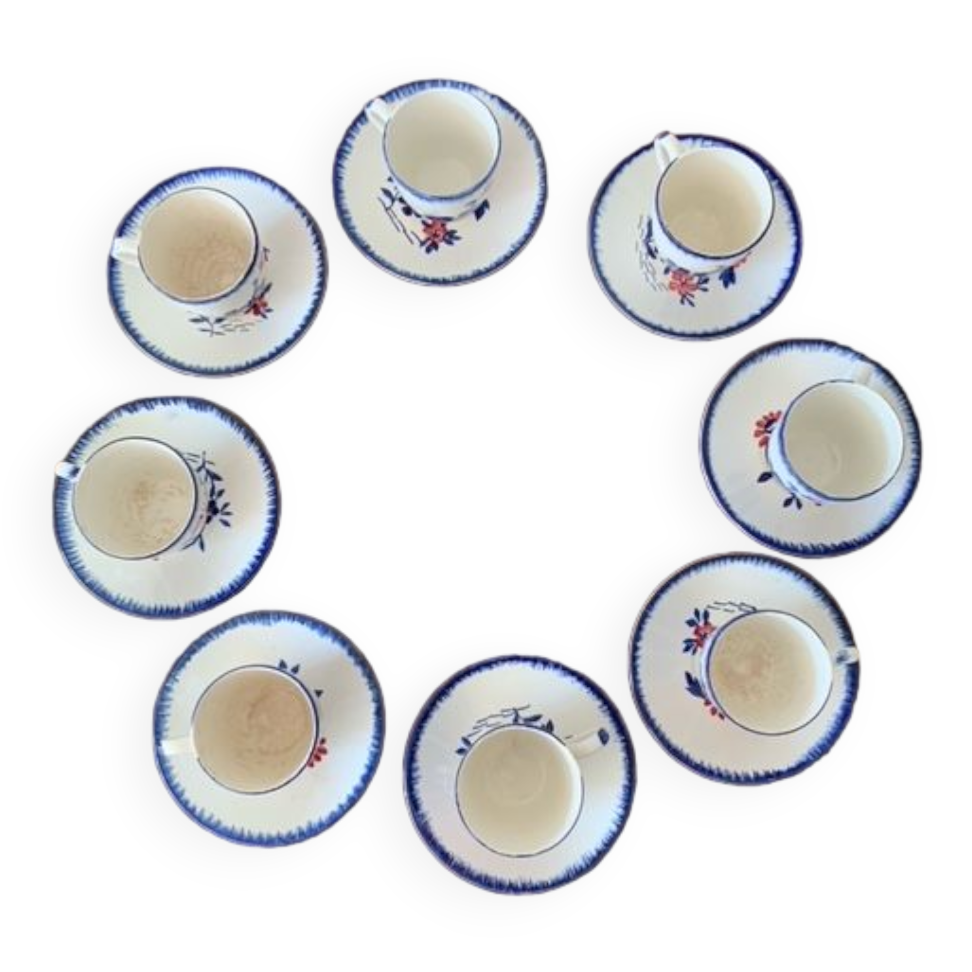 Gien earthenware coffee cups, Marius model.