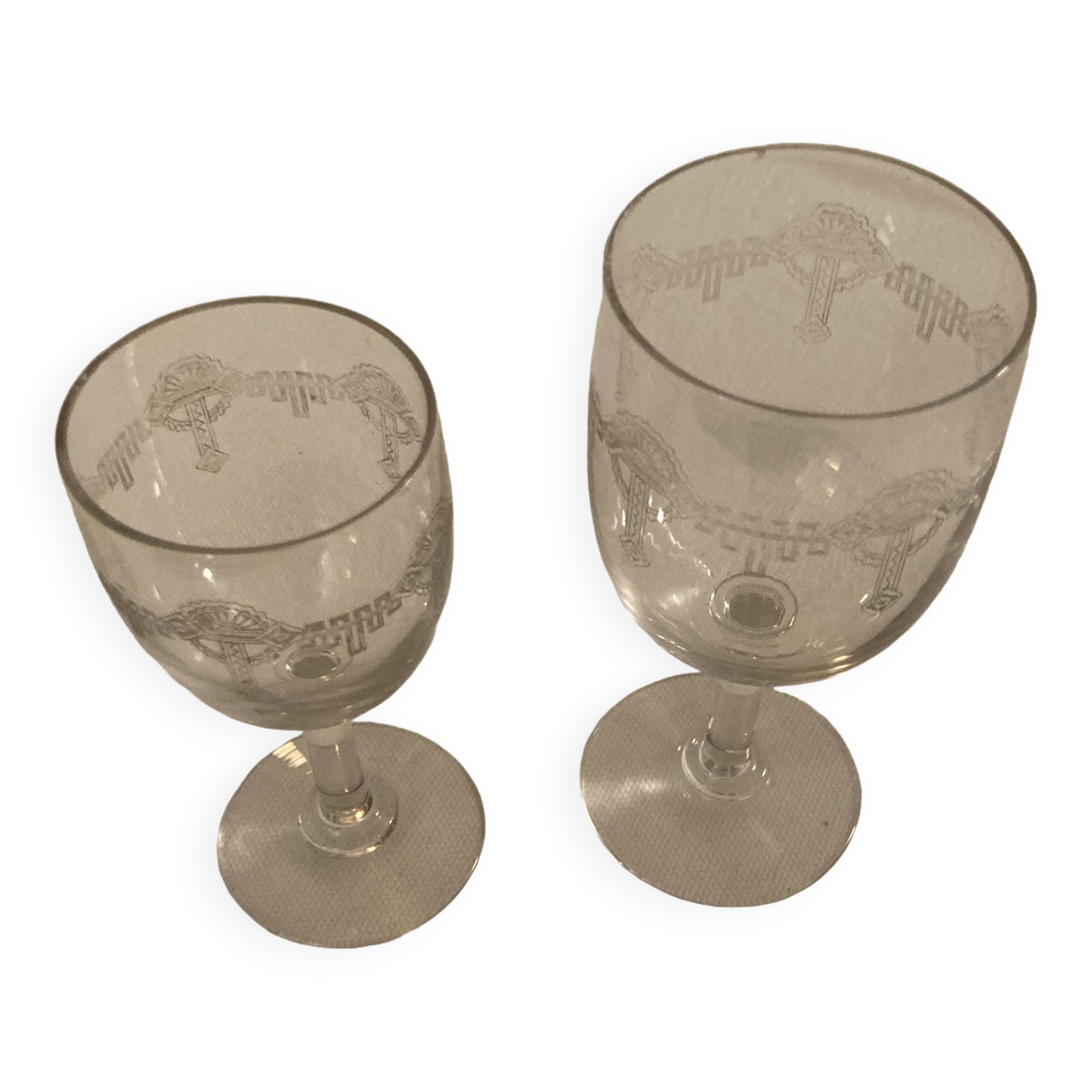 2 old glasses from the end of the 19th century, beginning of the 20th century