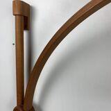 Scandinavian Danish oak wall arc swing lamp, 1970s by Domus