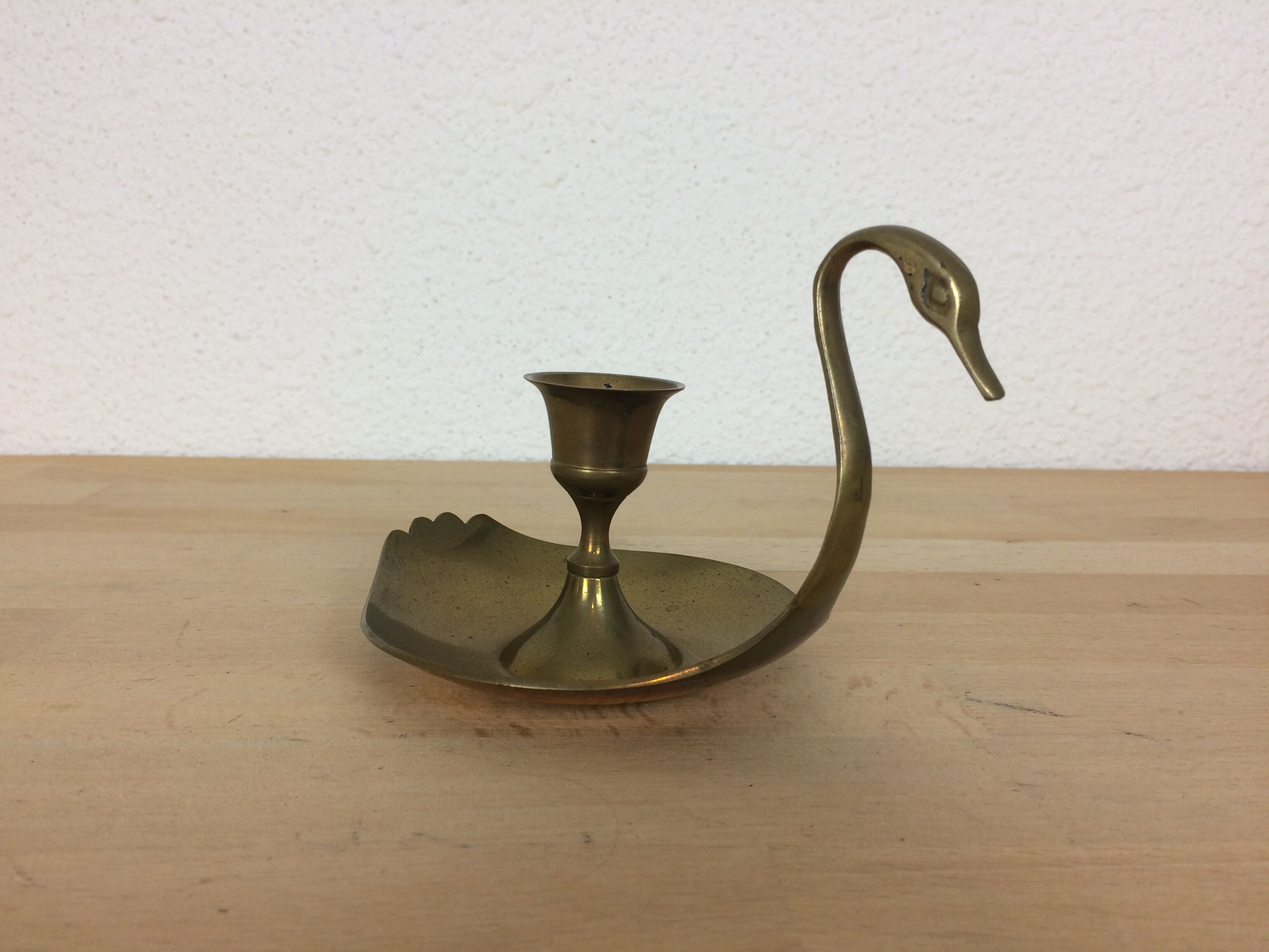 Brass swan bougeoir