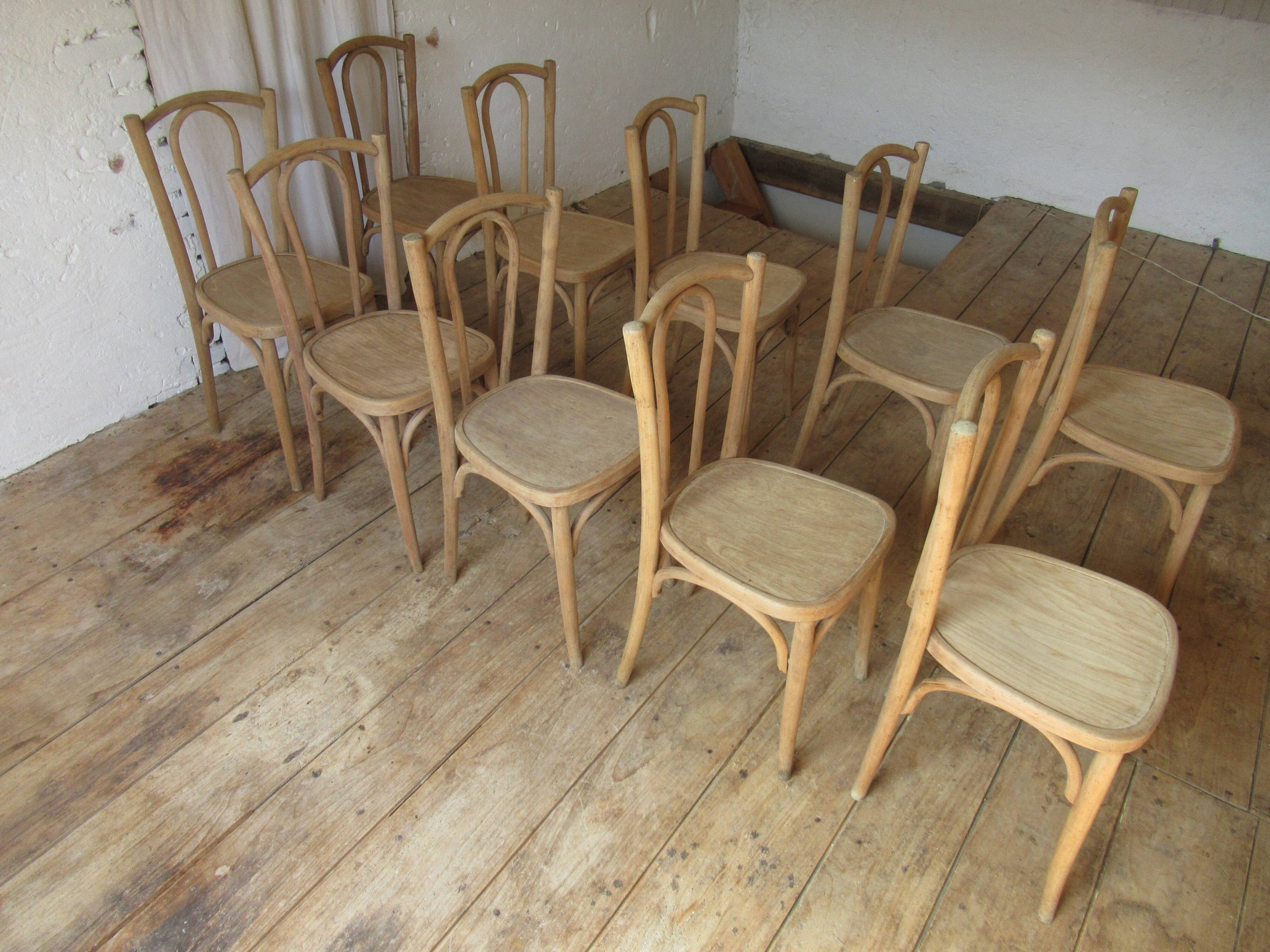 Raw wood bistro chairs.