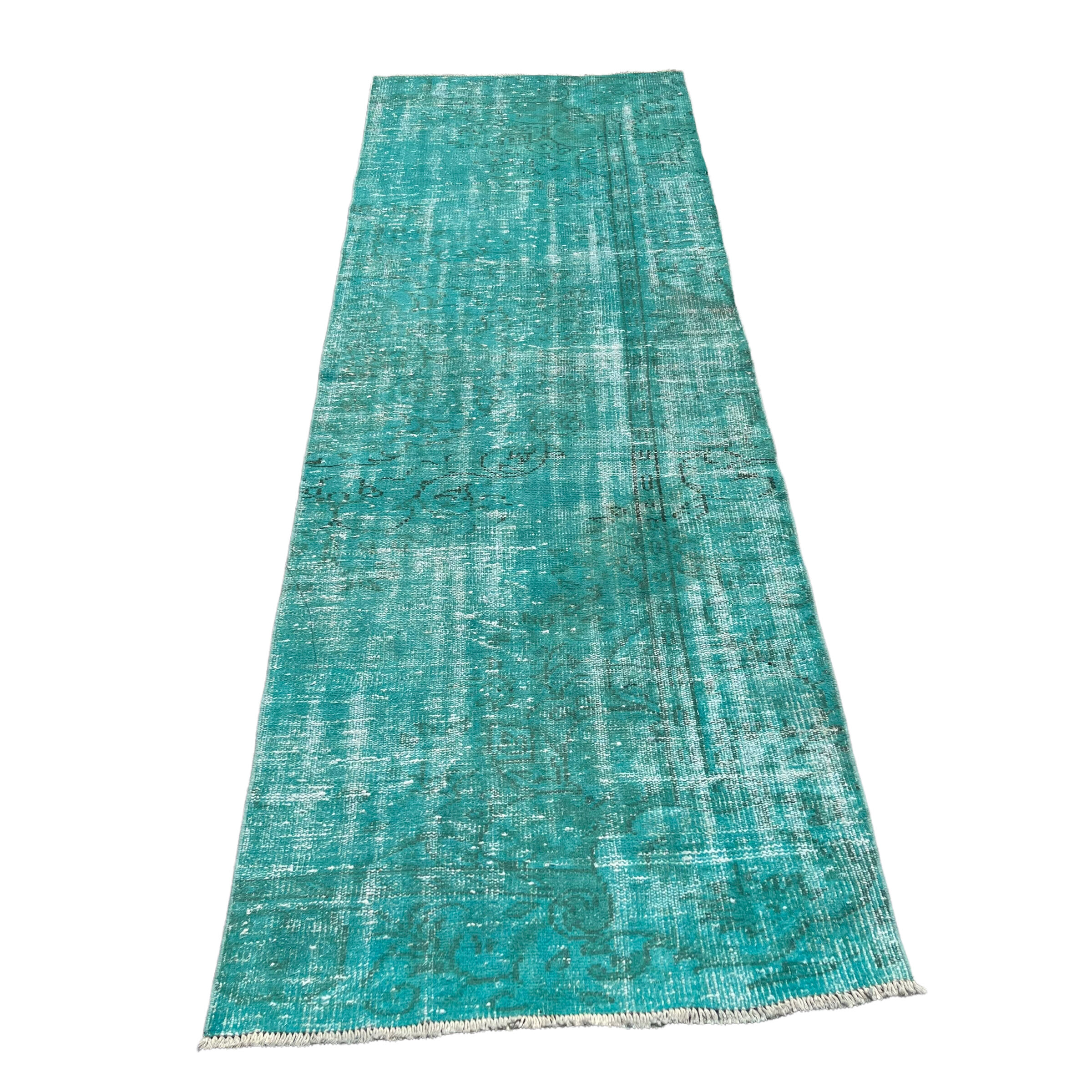 Vintage distressed turkish rug runner , 265 x 90 cm