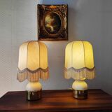 Pair of brass lamps