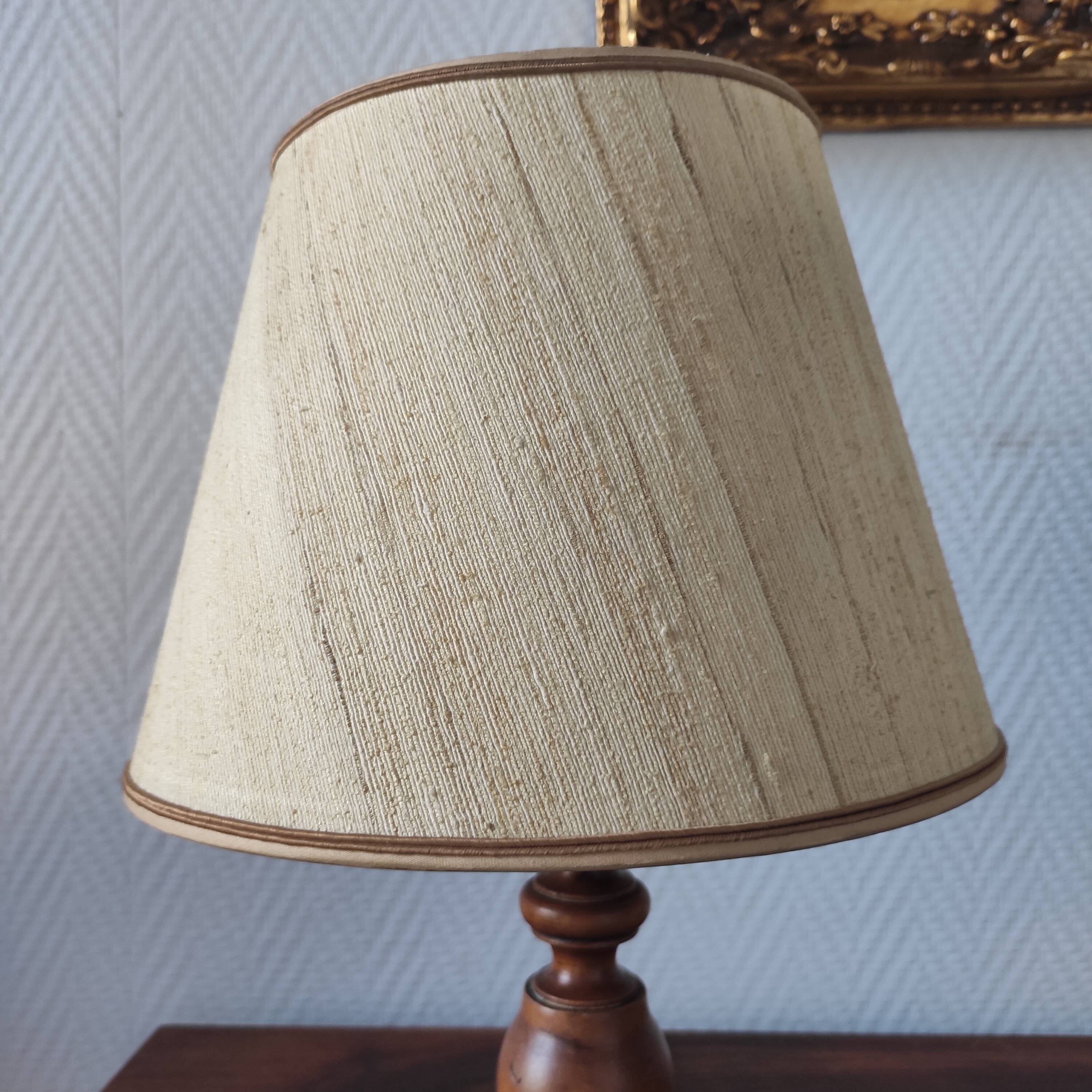 Pair of vintage turned wood lamps