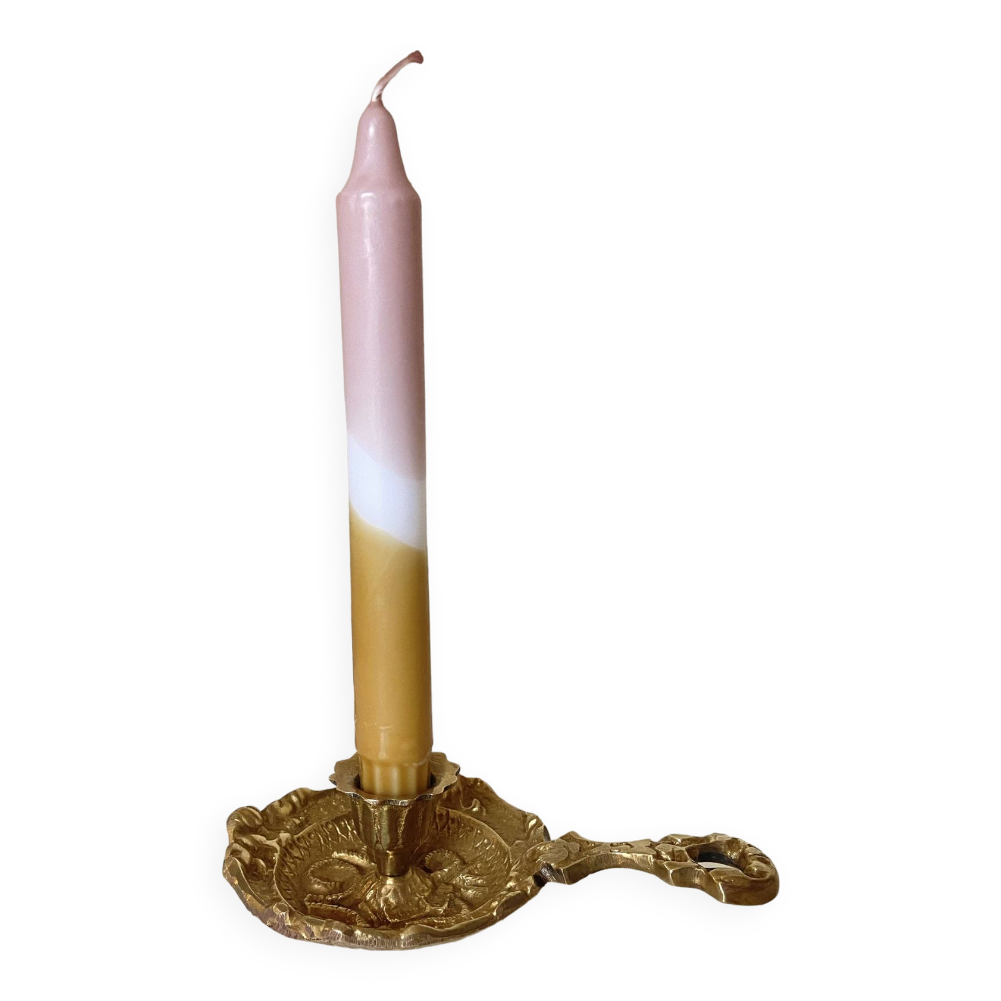 Antique Brass Candle Holder "Cell Rat" - Rustic Elegance