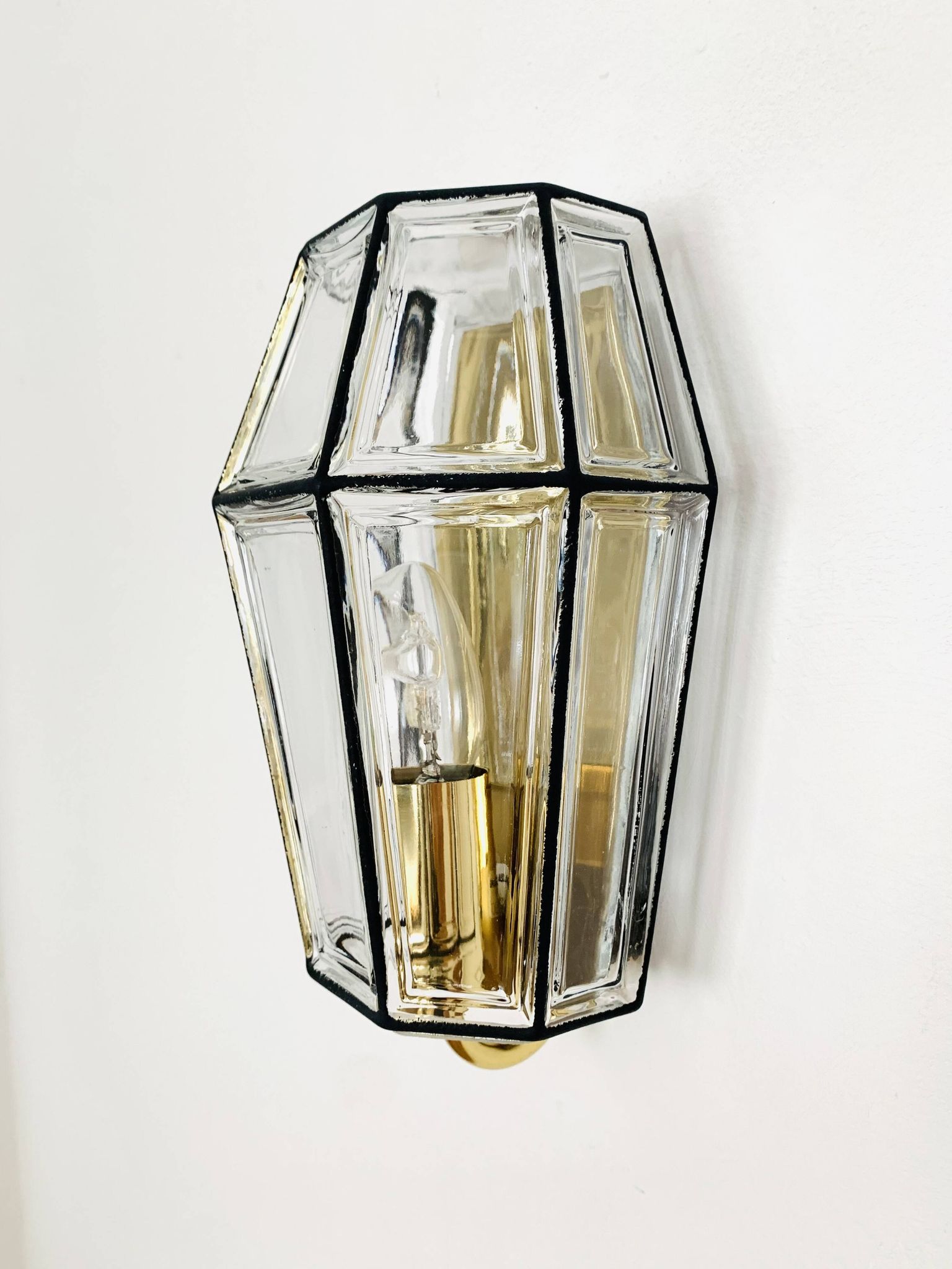 Set of 2 Glass Wall Lamps by Glashütte Limburg