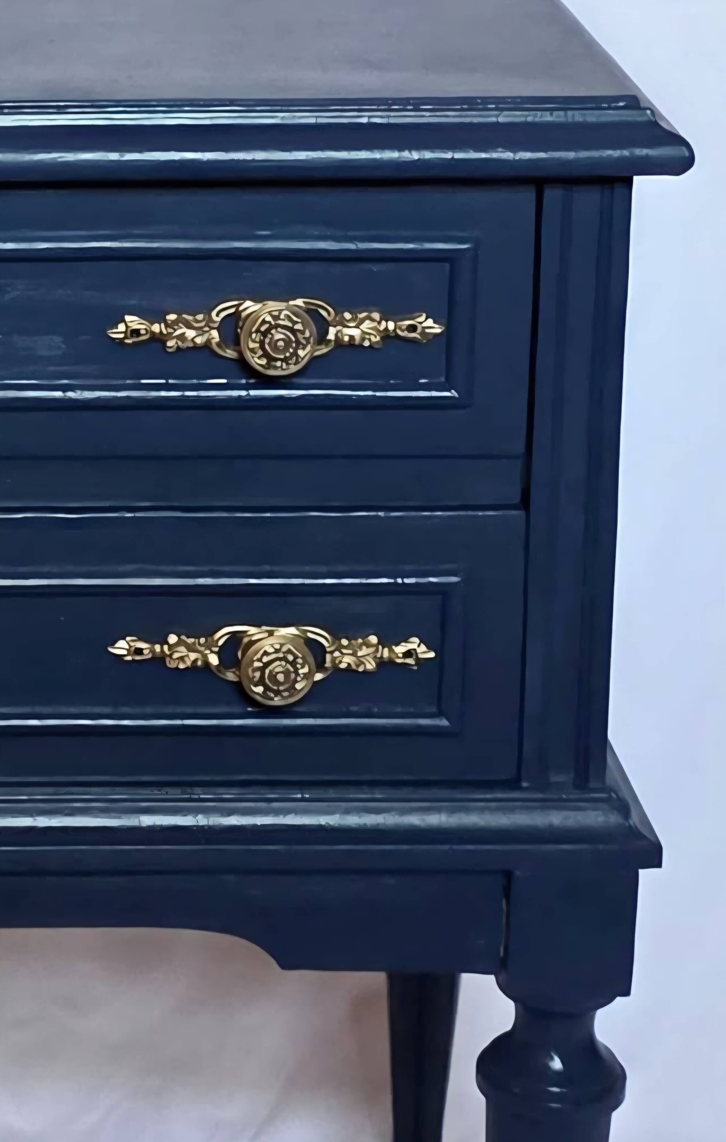 Pair of restored vintage bedside tables in Louis XVI style.