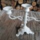 Candlestick candlestick 3 lights patinated white aged effect