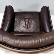 Comfortable Postmodern Brown Leather Armchair, Italy