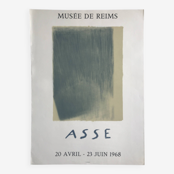 Affiche originale en lithographie de geneviève asse, musée de reims, 1968. mourlot imp.