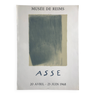 Affiche originale en lithographie de geneviève asse, musée de reims, 1968. mourlot imp.