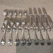 9 fish cutlery pieces, 18 pieces, silver-plated metal, Christofle Marly silversmiths