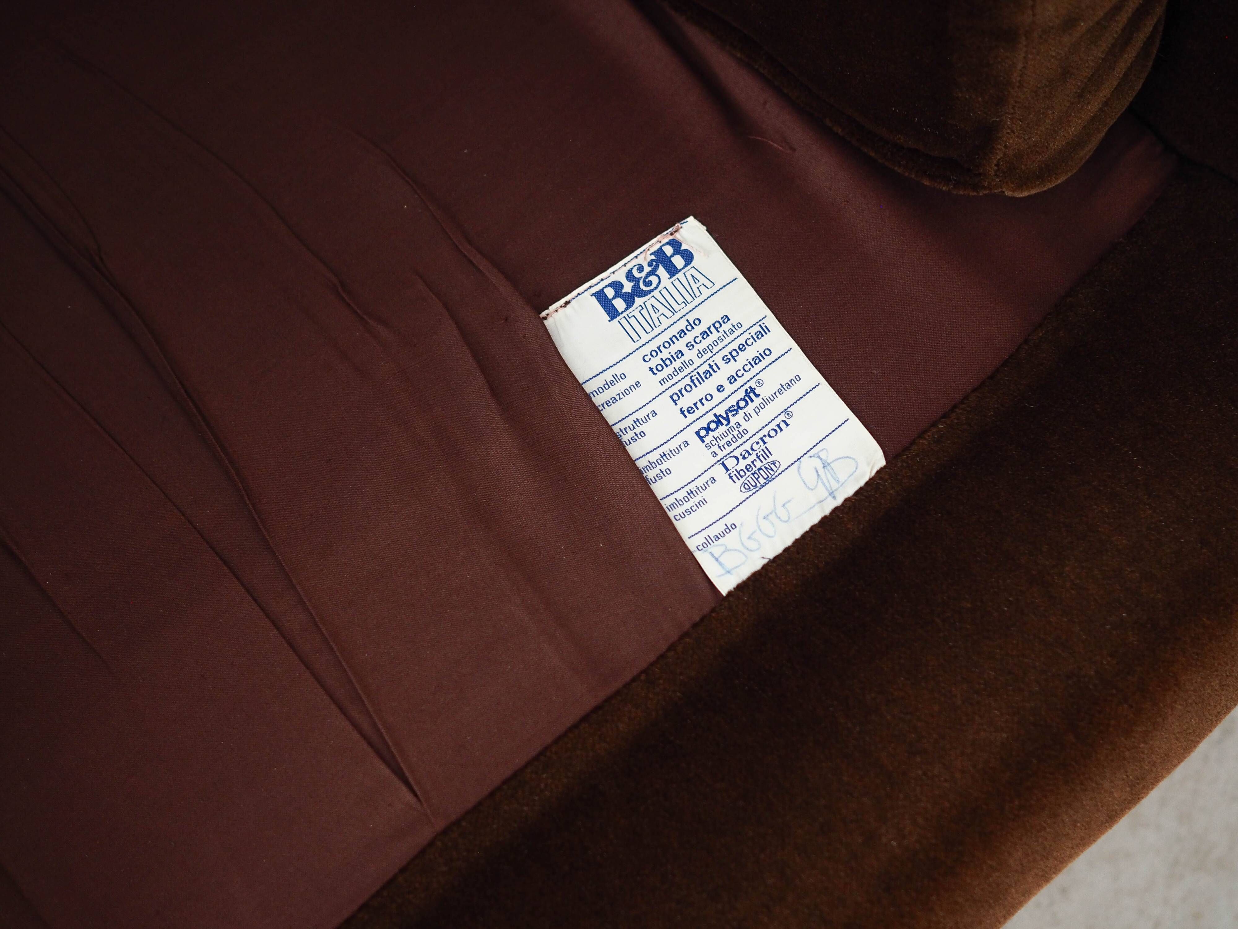 Brown armchair Coronado, Italian design, 1960s, manufacturer: B&B Italia, d