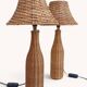 Pair of Table Lamps in Handwoven Wicker and Rattan, France, 1960s