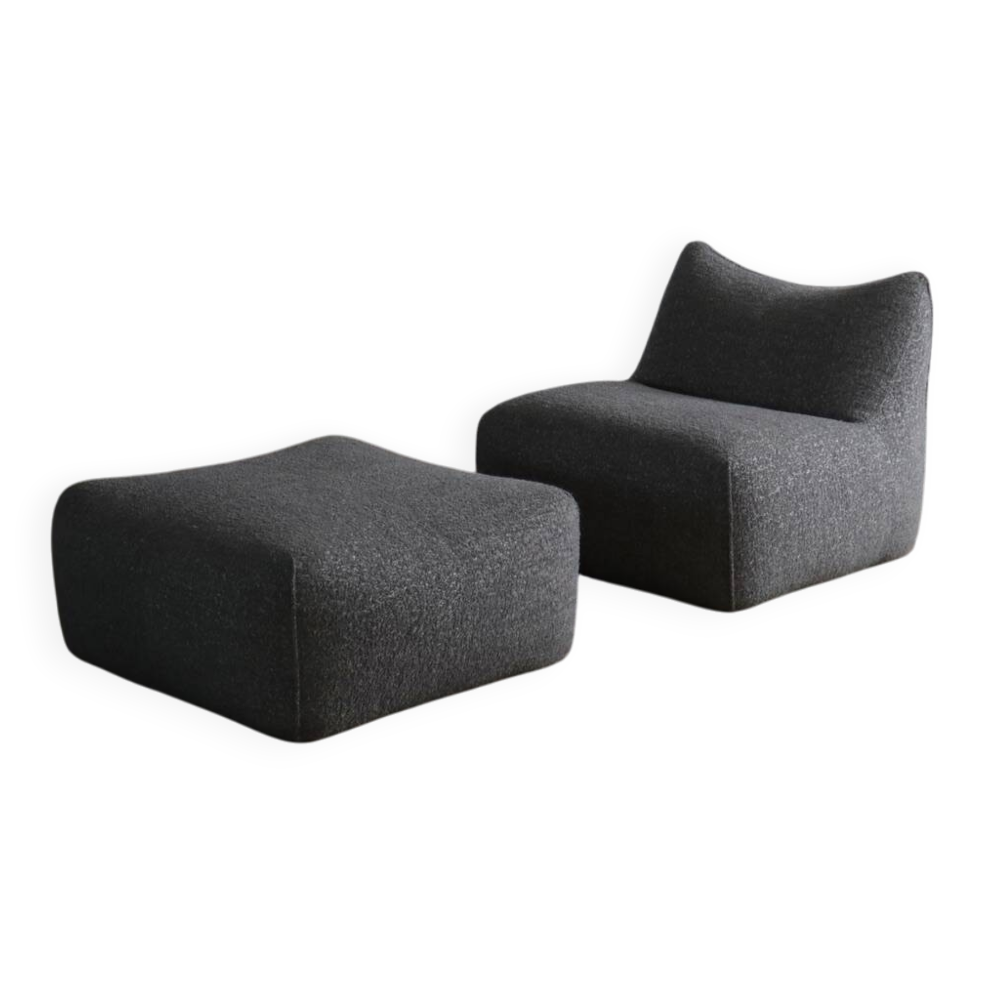 Chauffeuse et ottoman Bambole en tissu bouclé par Mario Bellini pour B&B Italia, années 1970