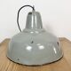 Lampe suspendue en émail gris industriel, années 1960