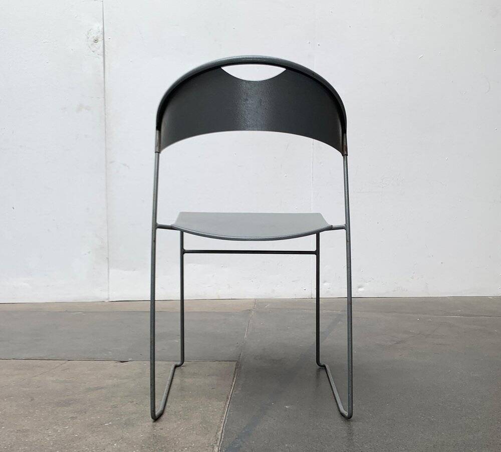 Set of stackable chairs model Juliette in postmodern Italian metal by Hannes Wettstein for Cerruti Baleri, 1980s.