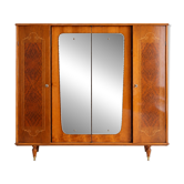 Vintage 4-door wardrobe with mirrors, geometric design – Art Deco style