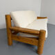 Canapé en pin massif et bouclette design scandinave des années 70