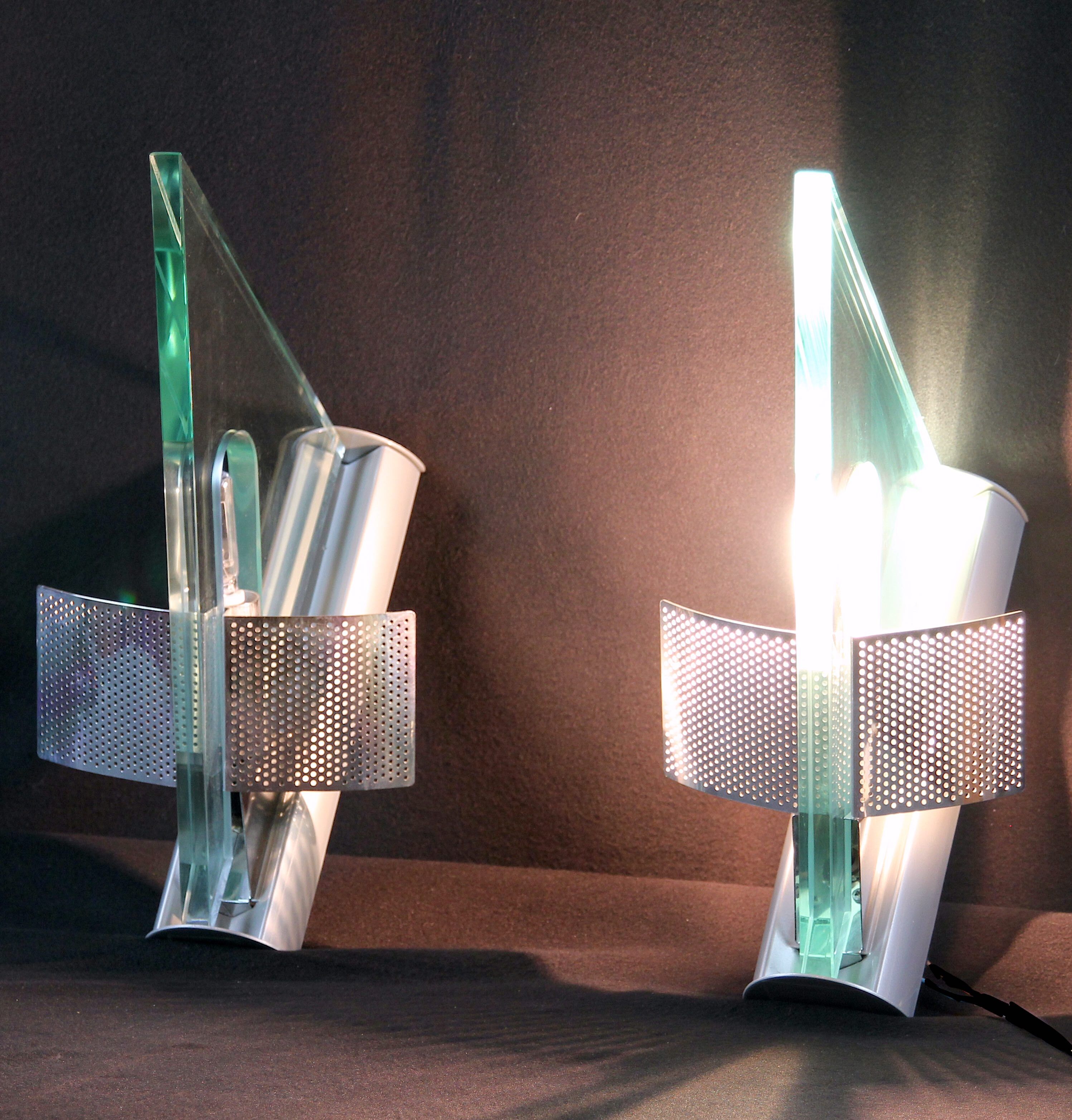 Late 20th Century Modern Triangular Sconces "Icaro" by Carlo Forcolini, for Artemide, Italy - a Pair