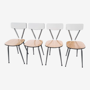 4 chairs formica bicolor, "Au viel Orme", vintage