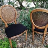 Medallion chairs back black cane