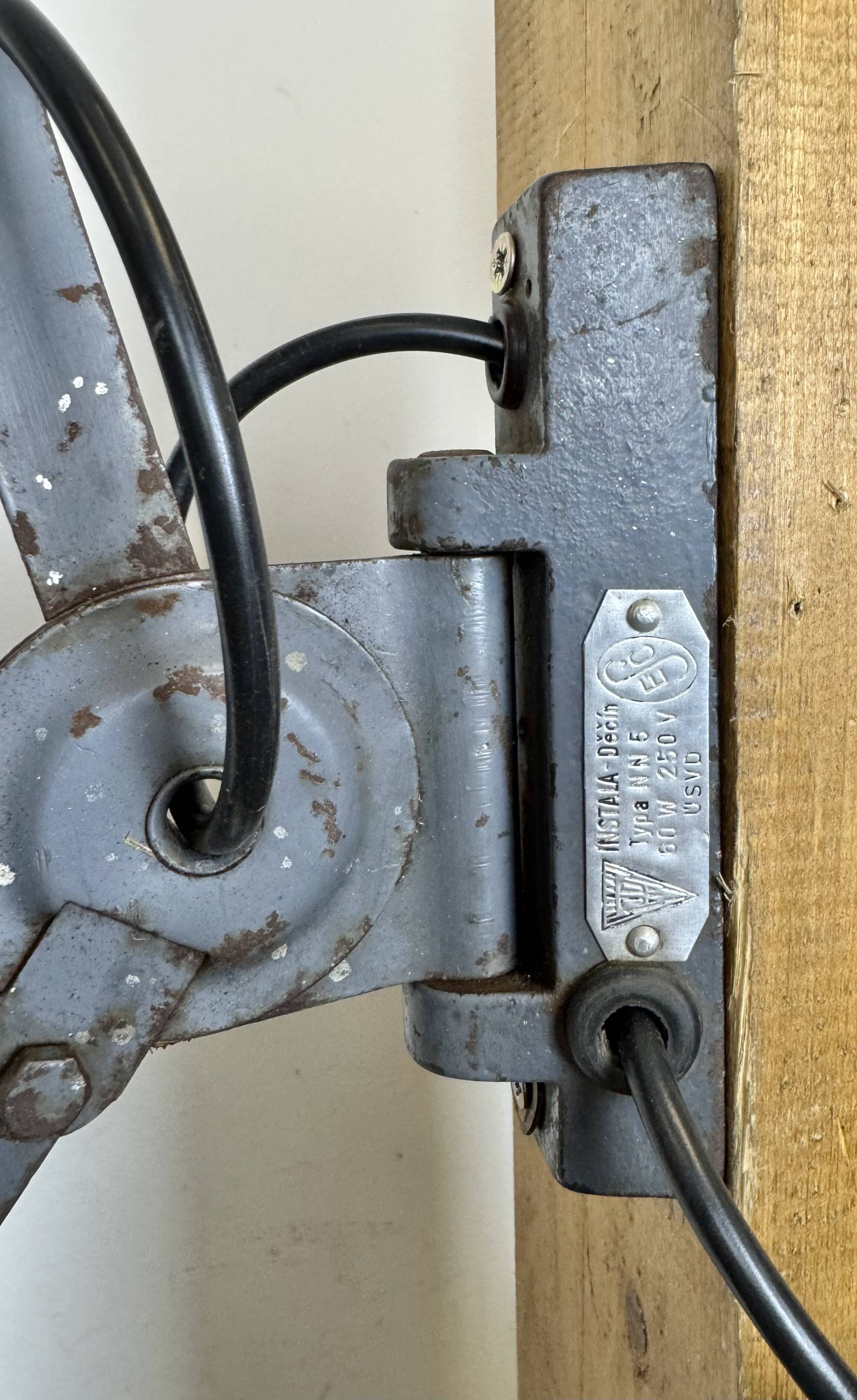 Grey Industrial Scissor Wall Lamp from Elektroinstala, 1960s