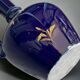 Vintage cobalt blue ceramic jug with gilding, 1950s-70s.