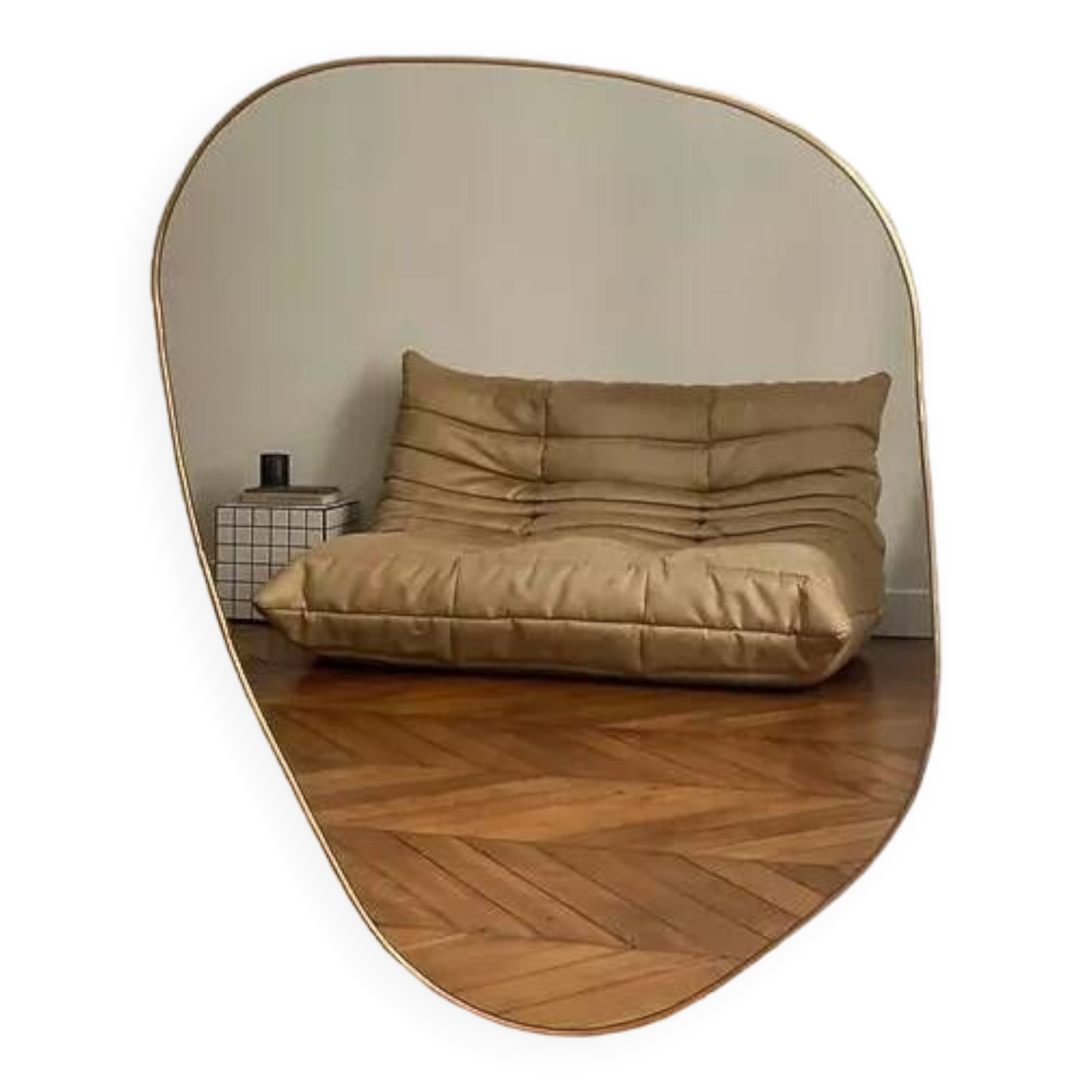 Large organic dune mirror - gold