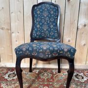 Set of 6 English Chippendale chairs from the 19th century – Mahogany, jacquard fabric