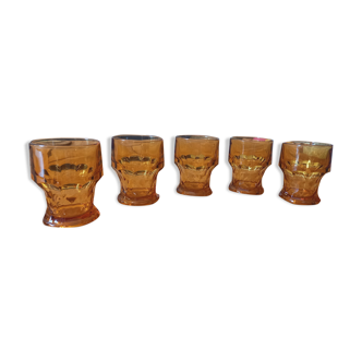 5 verres fumés moutarde à  facettes