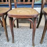 Series of 4 caned bistro chairs circa 1900