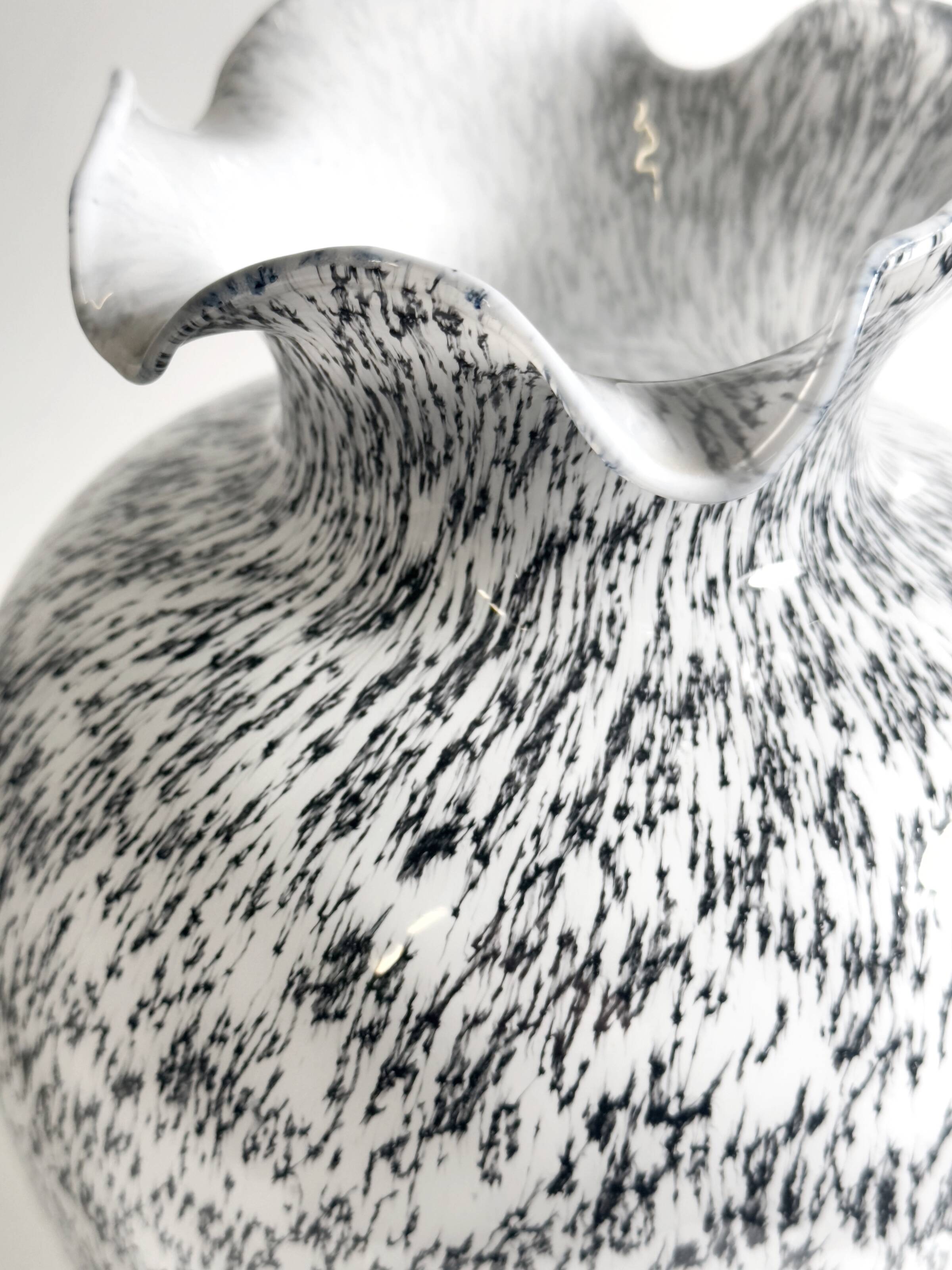 Grey speckled Murano glass vase - 1980s