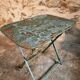 Vintage French bistro table in riveted iron – folding (1920s)