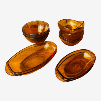 Set of amber brown Vereco bowl