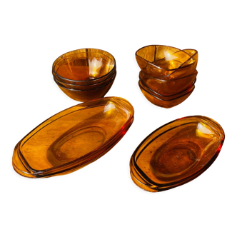 Set of amber brown Vereco bowl