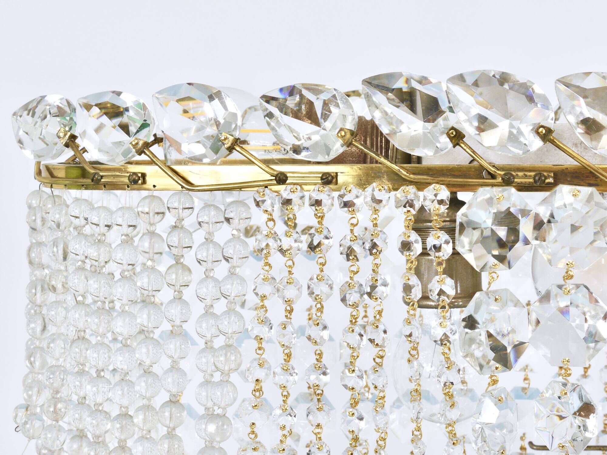 J.T. Kalmar Josef Frank 58" Zeppelin Crystal and Brass Chandelier, Vienna, 1950s