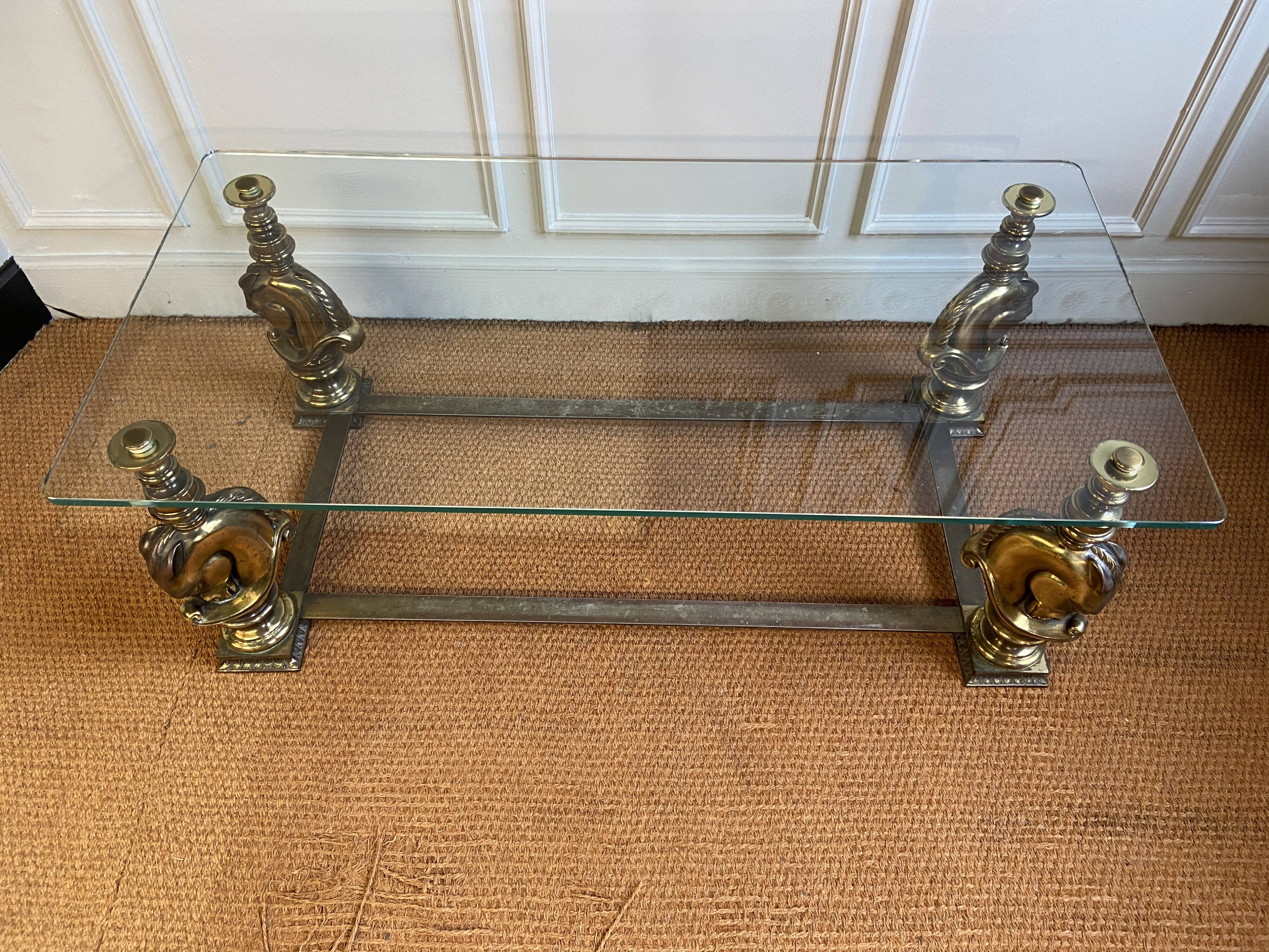 Bronze bass table with horse head