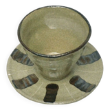 Tasse et soucoupe en grès