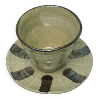 Stoneware cup and saucer