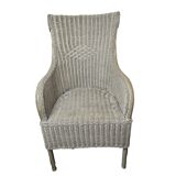 Gray patinated rattan armchair