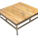 Table basse Guy Lefevre maison Jansen, laiton doré et travertin