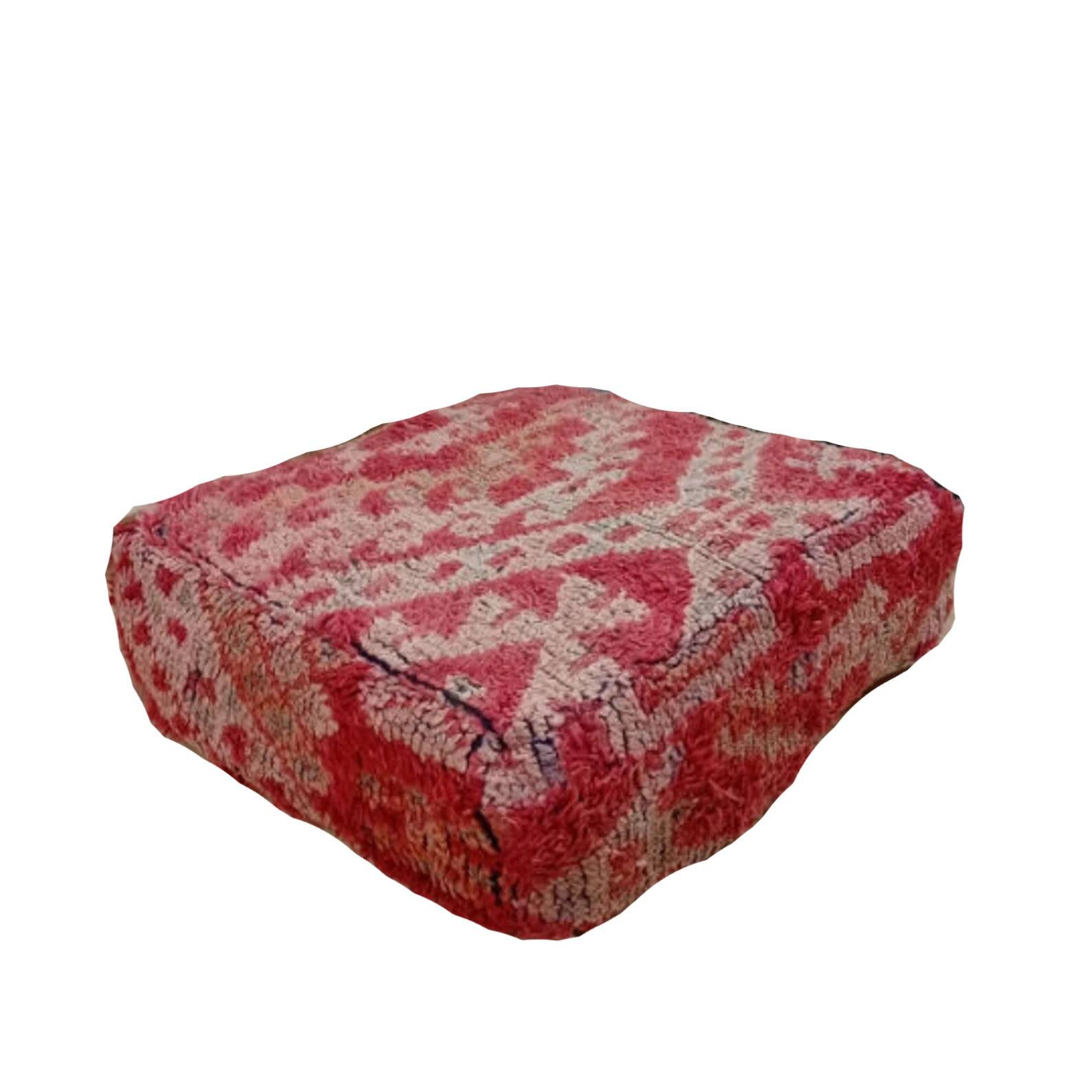 Handmade Berber pouf in wool 60 X 60 X 20 CM
