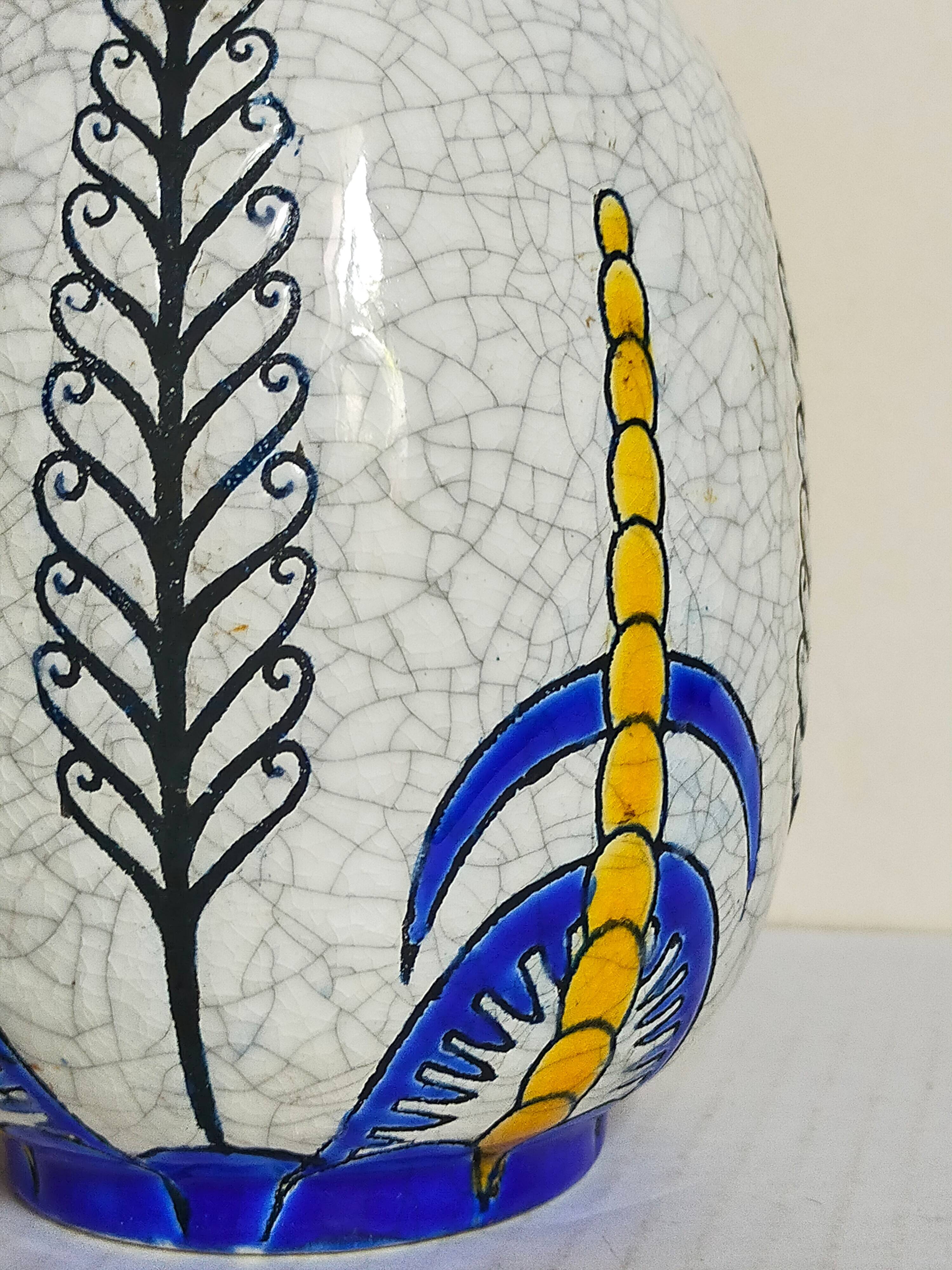 Soliflore bottle vase in fine earthenware boch frères la louvière-keramis early 20th century