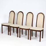 4 wooden and fabric chairs, 80s