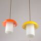 Lampes suspendues en verre et laiton en forme de champignon des années 50, ensemble de 3