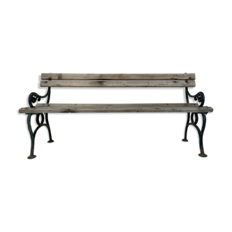 19th century cast iron & wood bench